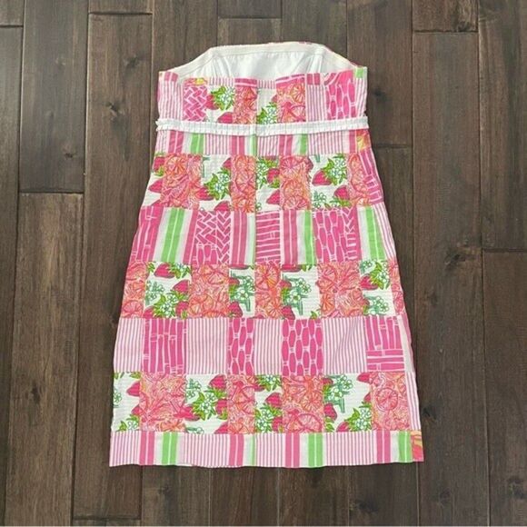 Lilly Pulitzer Bowen Patchwork Strapless Dress 6 - Picture 5 of 6